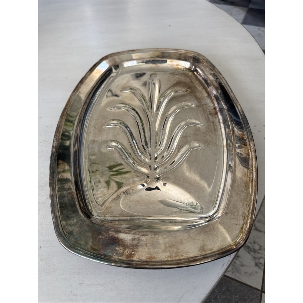 Vintage Pairpoint Silverplate Footed Meat Serving Platter Tray Tree of Life ~16"